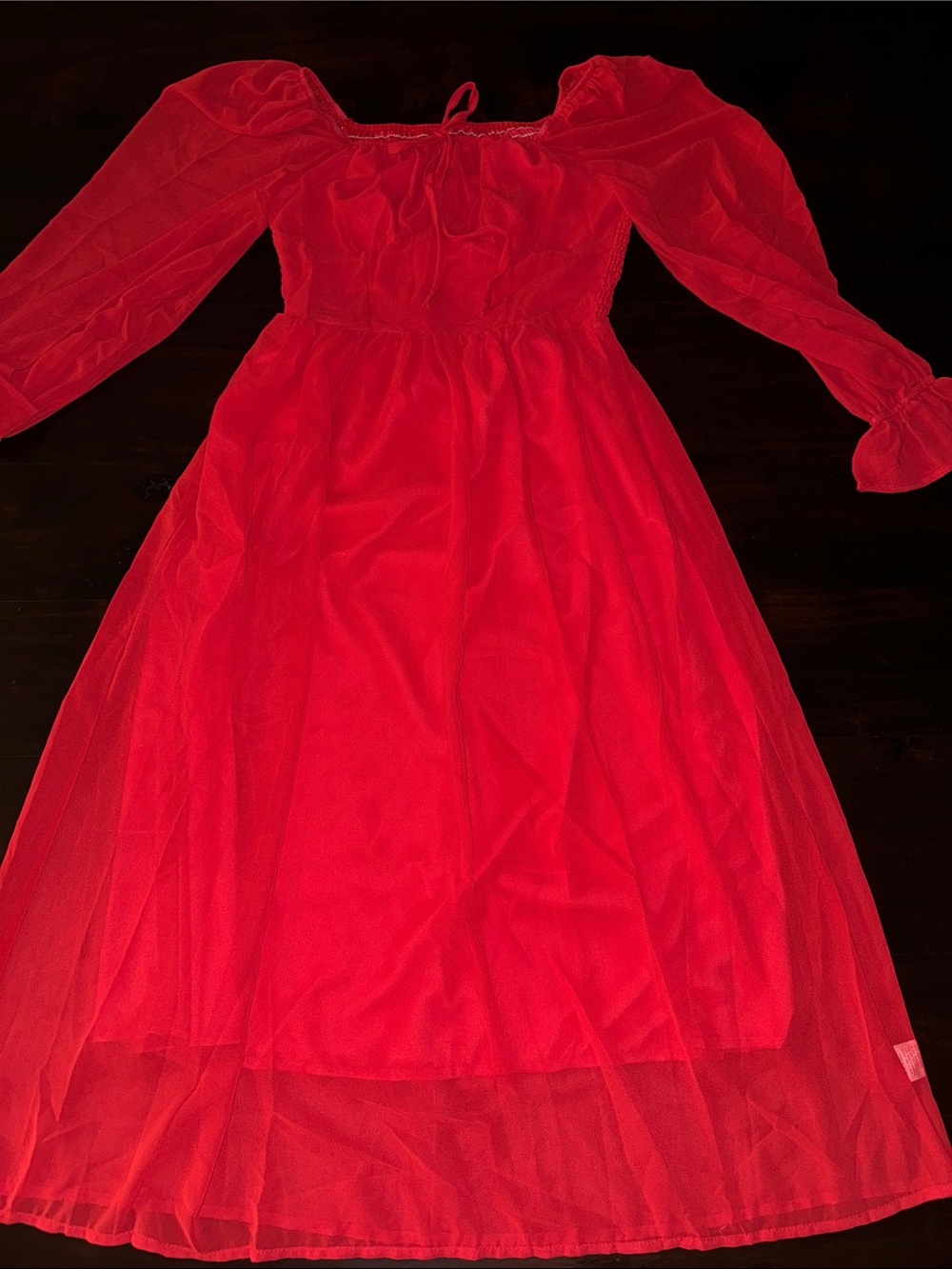 Red Long Sleeve Off-Shoulder Women's Dress